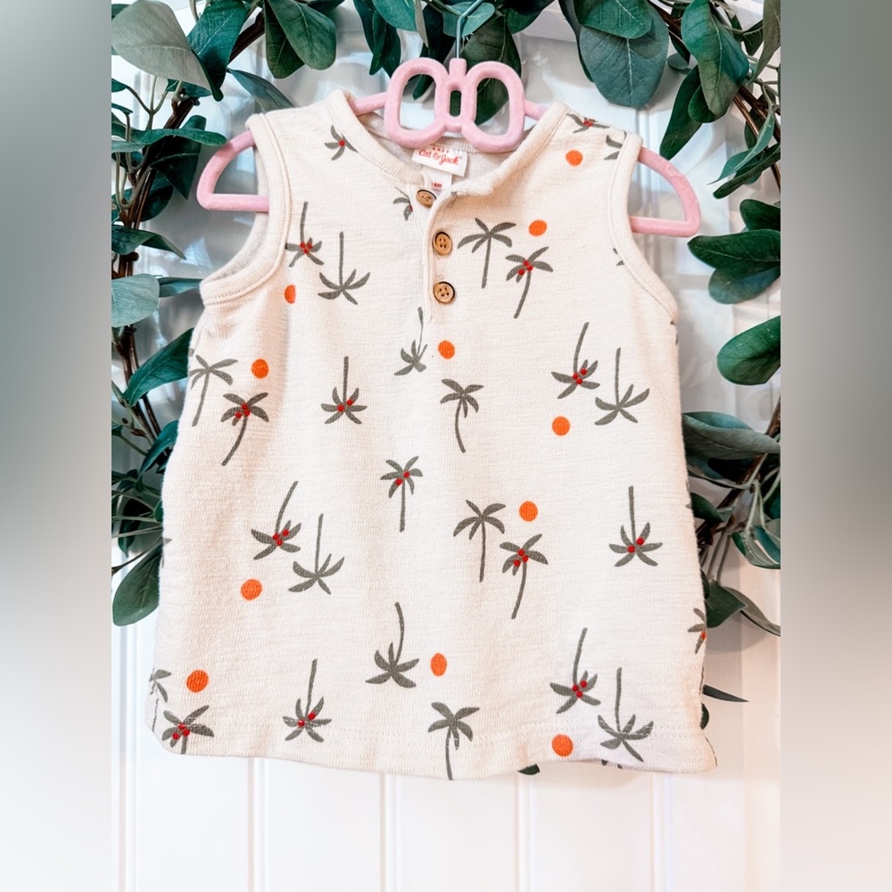 ▪️ 4/$25- Cat & Jack Palm Tree Henley Tank Top